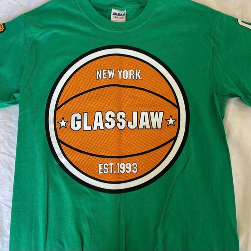 RARE glassjaw green basketball jersey with 3d detail on the basketball.